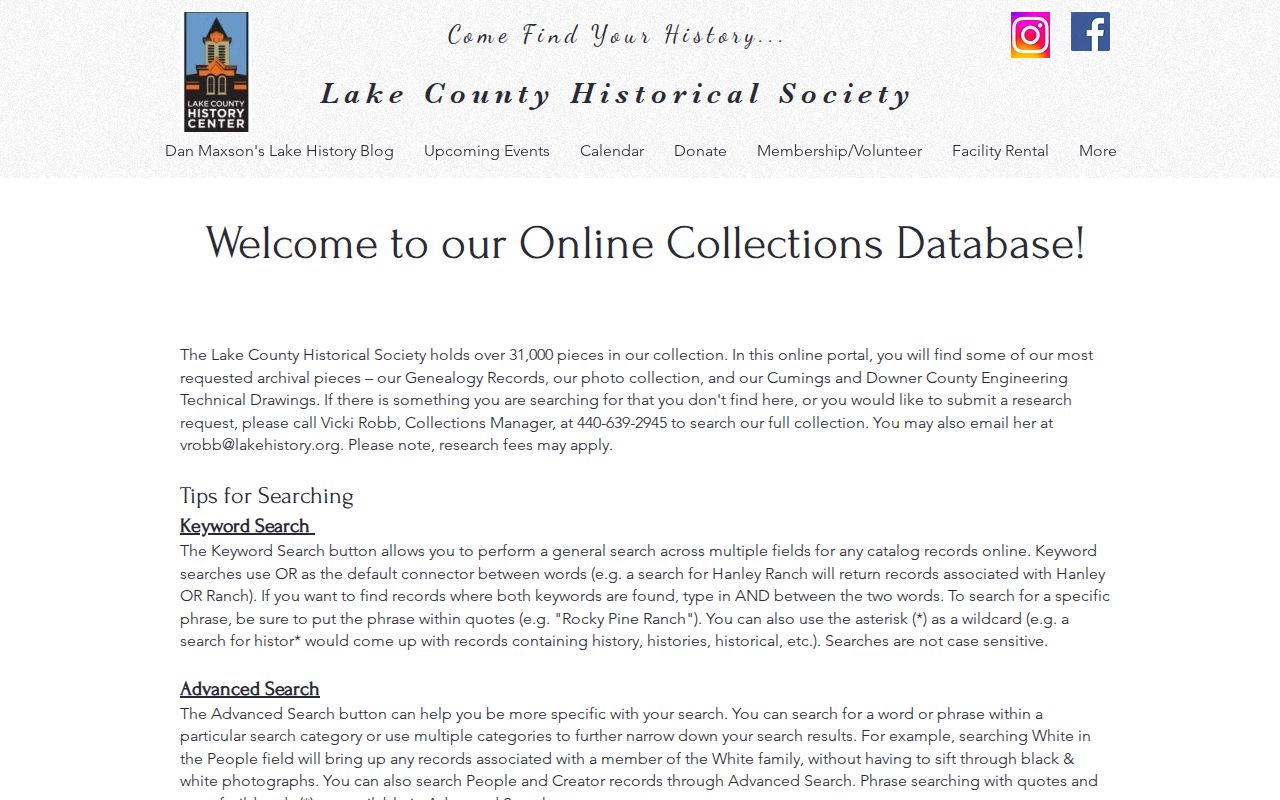 Lake County History Center online collections search for St. John historical records