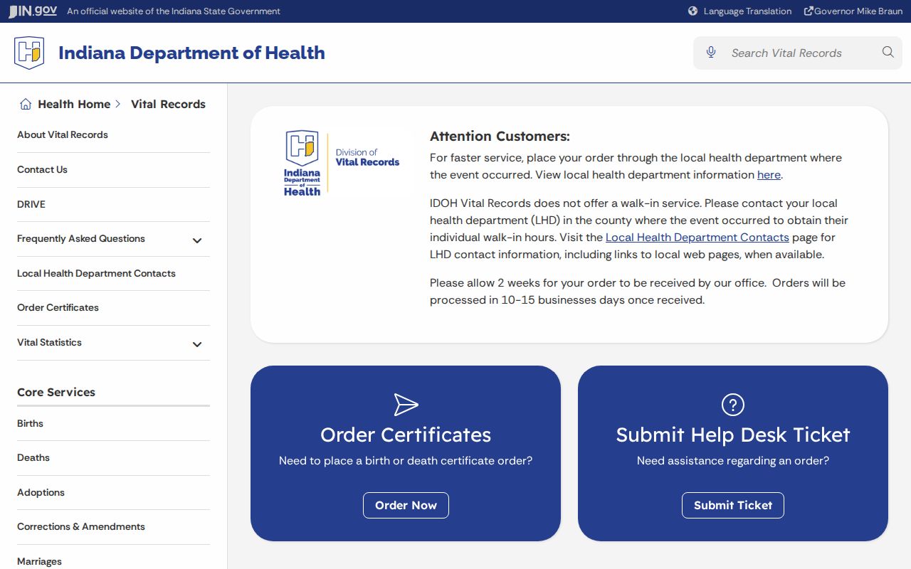 Indiana vital records access for historical St. John resident research