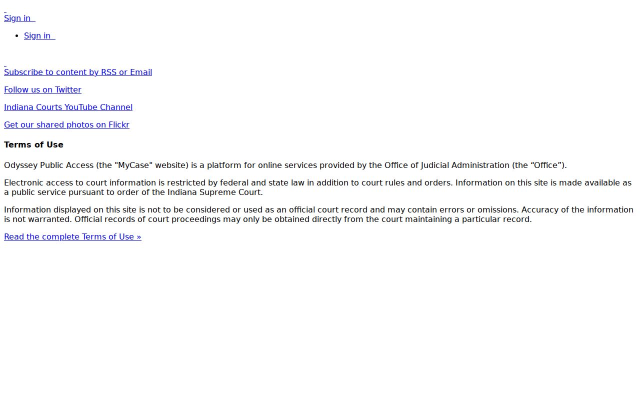 Indiana MyCase name search for St. John public court records